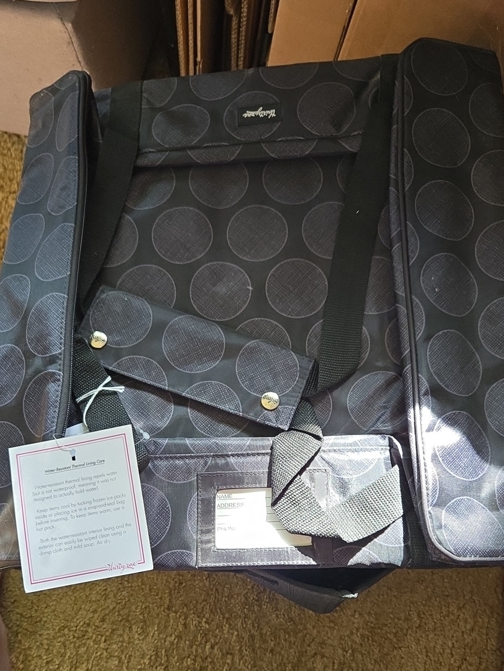 thirty-one Black and Gray Dot Travel Thermal Tote